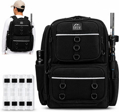 Fishing Backpack with Rod Holders and 4 Tackle Boxes, Waterproof Large Tackle Ba