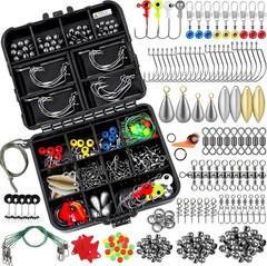 187pcs Fishing Accessories Kit in Organized Tackle Box, Includes Hooks Weights