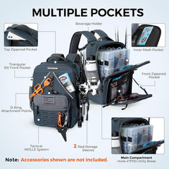 Karryall Kastmate Water-Resistant Fishing Tackle Backpack with Rod Holders