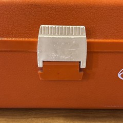 Vintage Old Pal Fishing Tackle Box Model 1040 White & Orange *STAINED*