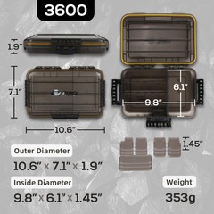 Fishing Tackle Box Waterproof Tray for Jigs Lures Floating 3600/3700 Size