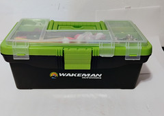 New Wakeman Fishing Single Tray Tackle Box 55 Pc Kit Green Multi Compartments