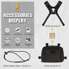 VOTAGOO HUNTING Tactical Chest Rig Bag, 3L Utility Hypalon Molle Chest Rig
