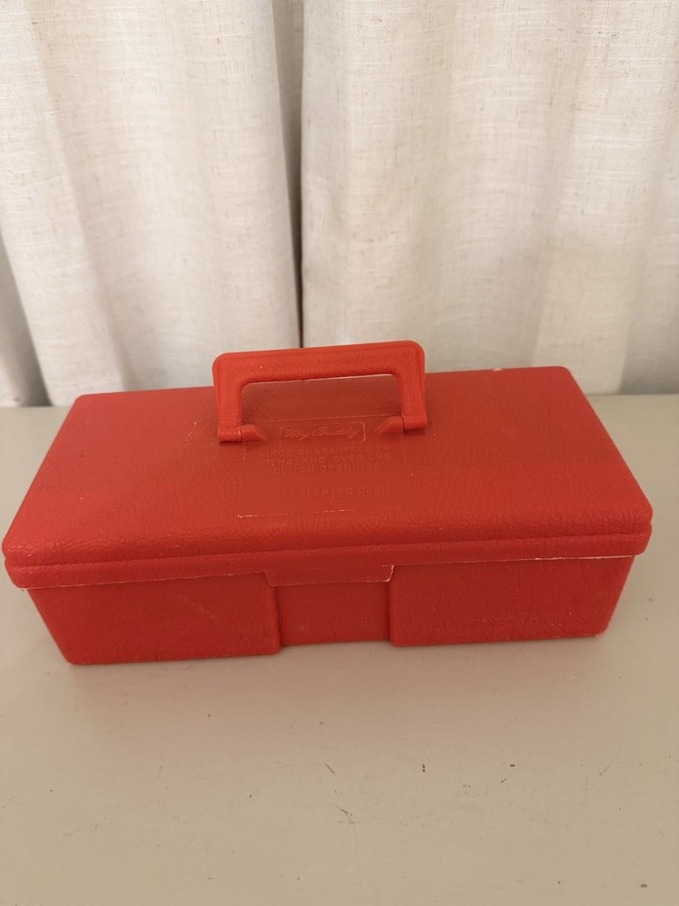 Vintage My Buddy Tackle Box Red Model 1100 Plastic Metal Tray Disston Utility