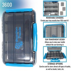 4 PCS Ultimate Waterproof Tackle Box Trays Removable Dividers 3Clip 3600
