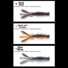 Soft Plastic Lures Reflective Glitter Finish Ribbed Body Creates Swim Action