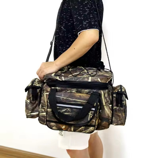 JSFUN Waterproof Fishing Tackle Bag 50x30x25cm Large 2-Layer Shoulder Bag