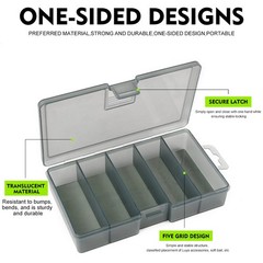 5 Grid Fishing Tackle Box 3 Sizes Lure Storage Organizer for Bait & Fishing