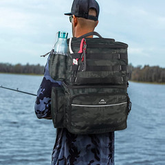 Fishing Tackle Backpack with Cooler, Large Fishing Bag with Rod Holders for 4 T