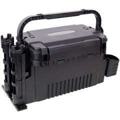 Fishing Tackle Box Dual Layer Large Organizer with Rod Cup Holders Black
