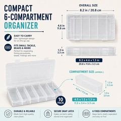 10 Pcs Clear Tackle Box Organizer Small Tackle Box Transparent 8.2 x 4.6 x 1.3