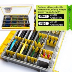 2 Pack Deluxe Waterproof Fishing Tackle Box 3600 3700 Terminal Trays Divider