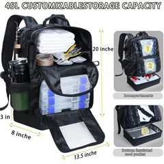 Fishing Tackle Backpack with Cooler,45L Large Tackle Bag with 2 Rod Holders &…