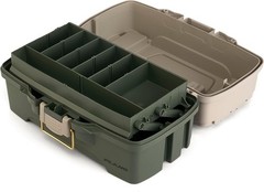 Durable One-Tray Tackle Box in Green/Tan with Rust-Proof Brass Latch for Anglers