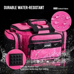 Fishing Tackle Bag, Freshwater Small B1:Pink(Without Trays-15.75″x9.45″x8.27″)