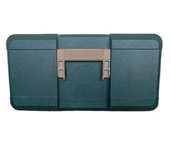 Vtg XL WOODSTREAM 3 TRAY Green/Brown FISHING TACKLE Box, TRUNK Style+Salmon Pen!