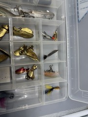 Shimano Tackle Box, loaded With Vintage lures, weights, hooks, , weights.