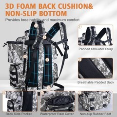 Fishing Backpack with 4 Oxford Fabric C1:Digital Camo 900D – 4 Tackle Boxes