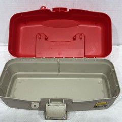 Vintage Plano Red Plastic Fishing Tackle Box With Inner Tray Storage Clean