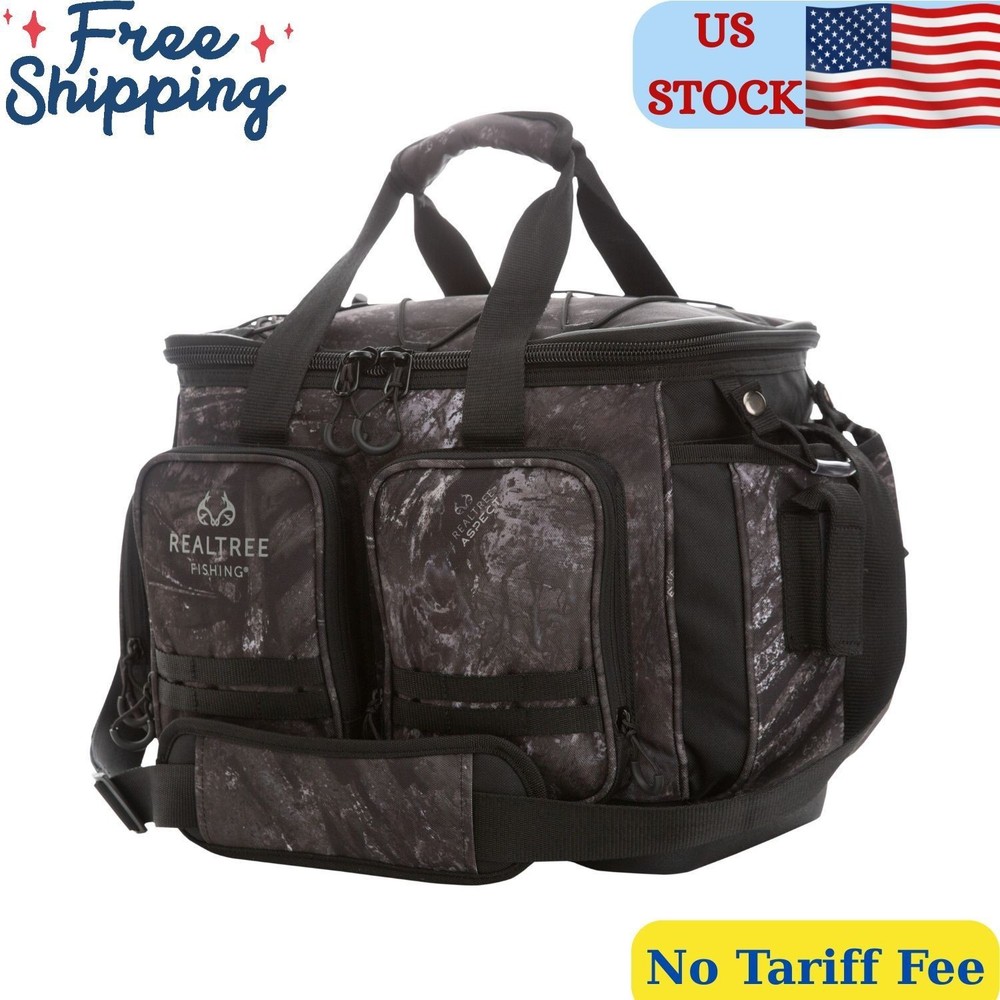 Large Tackle Bag Gray Camo, Unisex, Fishing Tackle Bag and Boxes, Polyester