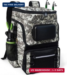 Fishing Backpack with Rod Holder, Large 50L Tackle Bag Water Resistant Tackle