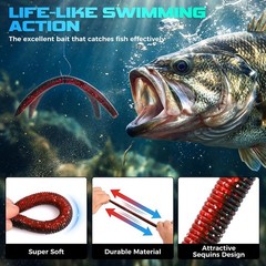 TOPFORT Fishing Lures, Bass Kit with Wacky Standard, Multiple colors