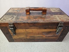 Vintage Tackle Box 17.5×9×8 Hand Made Wood