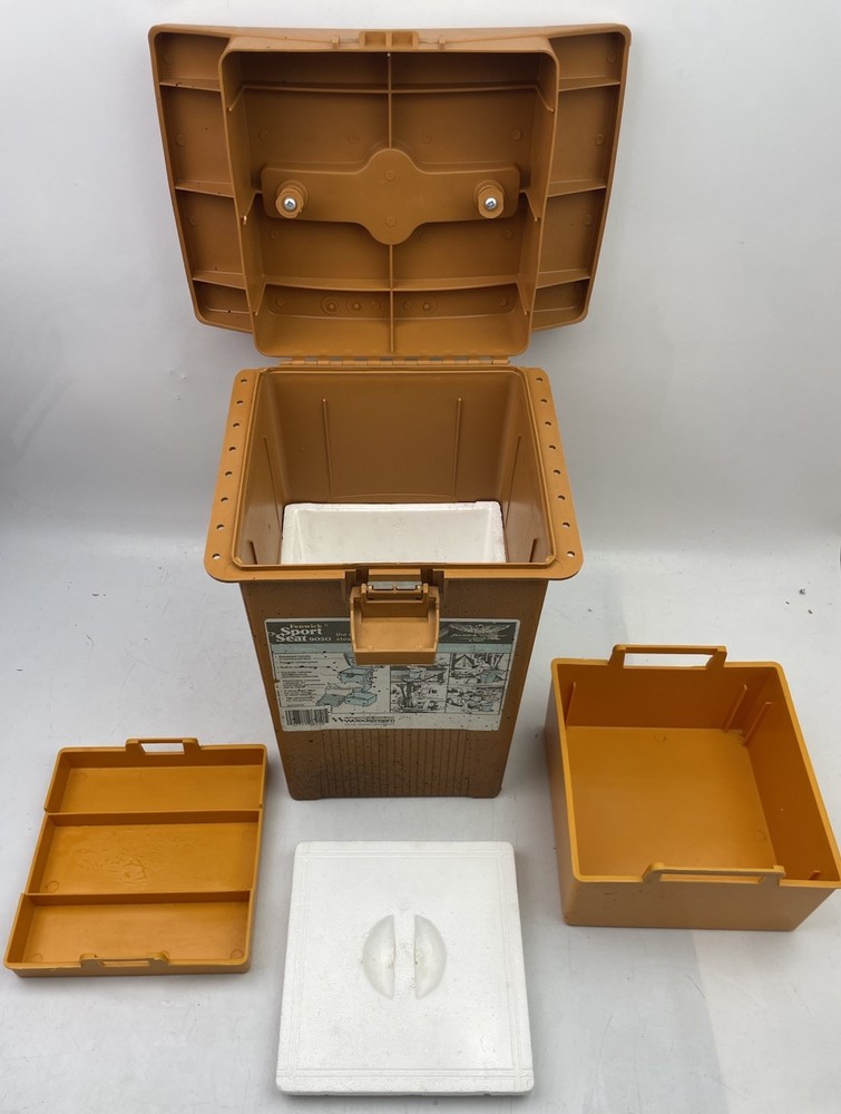 ⭐️ Vtg Fenwick Sport Seat 9050 Chair + Both Insert Trays & Fish Bait Cooler ⭐️