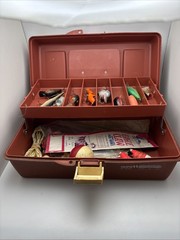 Vintage Oldpal Woodstream PF1040 Tackle Box With Vintage Tackle