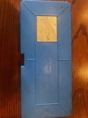 Vintage Plano molding Co. Box 3804 plastic worm box with some bait.