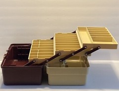Plano 3300 Three Tray Fishing Tackle Box Tan & Purple Very Nice