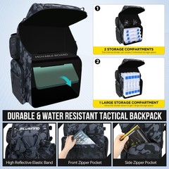 Fishing Backpack with Rod Holders & Cooler, 45L Large Water-resistant Fishing…