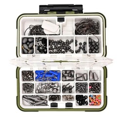 Fishing Accessories Kit 397pcs Waterproof Tackle Box with Hooks Weights Swivels