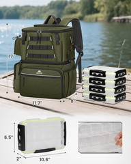 MATEIN Fishing Backpack with 4 Tackle Boxes, Fishing Bag with Rod Holder | 36…