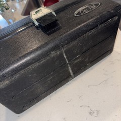 VINTAGE PF-1500 BLUEGILL OLD PAL BLACK PLASTIC FISHING TACKLE BOX LITITZ PA VGC