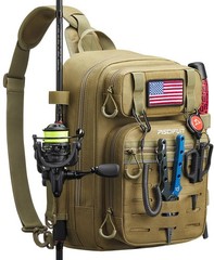 Piscifun Fishing Backpack, 2 Rod Holders, Multi~Compartment, Water~Resistant