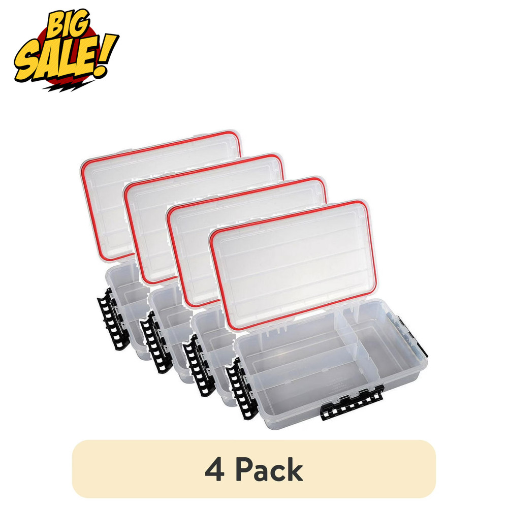 4 Pack Plano Waterproof StowAway Tackle Box Fishing Lure Organizer Clear