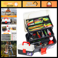 3-Layer Tackle Box with 321Pcs Fishing Lures Kit, Pliers, Hooks & Accessories –