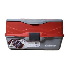 Flambeau 3-Tray Tackle Box – 32 Compartment Organizer, Water-Resistant, Red/Gray
