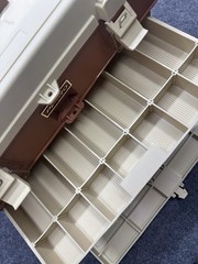 Vintage Plano 757 Tackle Box Fishing Storage Brown/Tan Made In USA 4 Drawers
