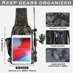 Ghost Thorn Fishing Back Pack Tackle Sling Bag with Rod Holder