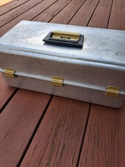 Vintage Umco Model 204-A, 3-Tier Hammered Aluminum Tackle Box