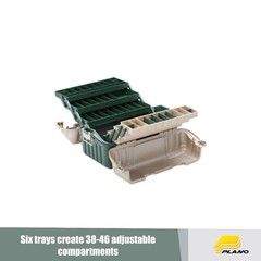 6-Tray Hip Roof Tackle Storage Box with Large Capacity in Green and Sand