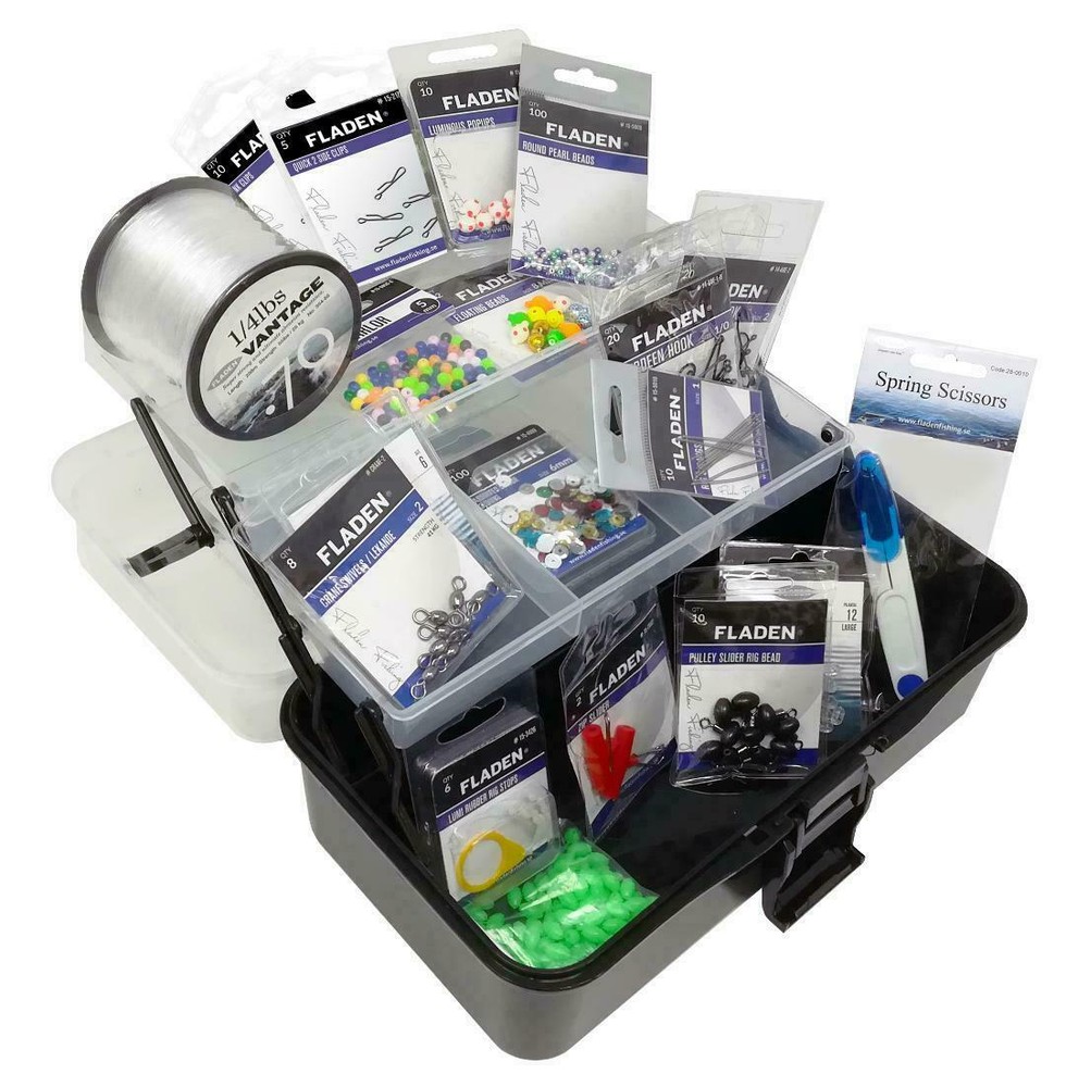 Fladen Sea Fishing Tackle Box FULL Hooks Beads Line Clips Swivels cutters 550pc
