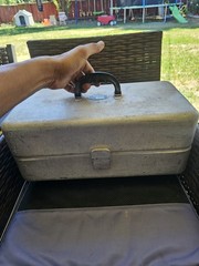 Vintage UMCO Aluminum Fishing Tackle Box Model 203A With Supplies Pre Owned Cond