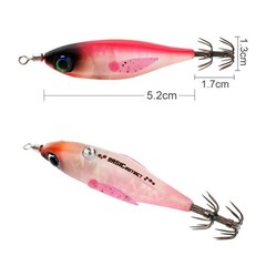 Wood Shrimp Lure 5g UV Glow Round Belly 5pcs Squid Bait for Saltwater Fishing