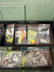 Vintage Old Fishing Tackle Box Metal Green Steel w/ Vintage Fishing Tackle Gear