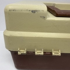 Vintage Plano Fishing Tackle Box Tan Brown Two Trays Plastic Travel Organizer