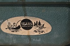 13″ Sears Plastic Fishing Tackle Box 3 Tier Tray Lure Fish Handle Made in USA