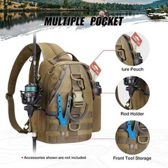 Lightweight Fishing Backpack Sling Bag Storage Gear Equipment Rod Holder